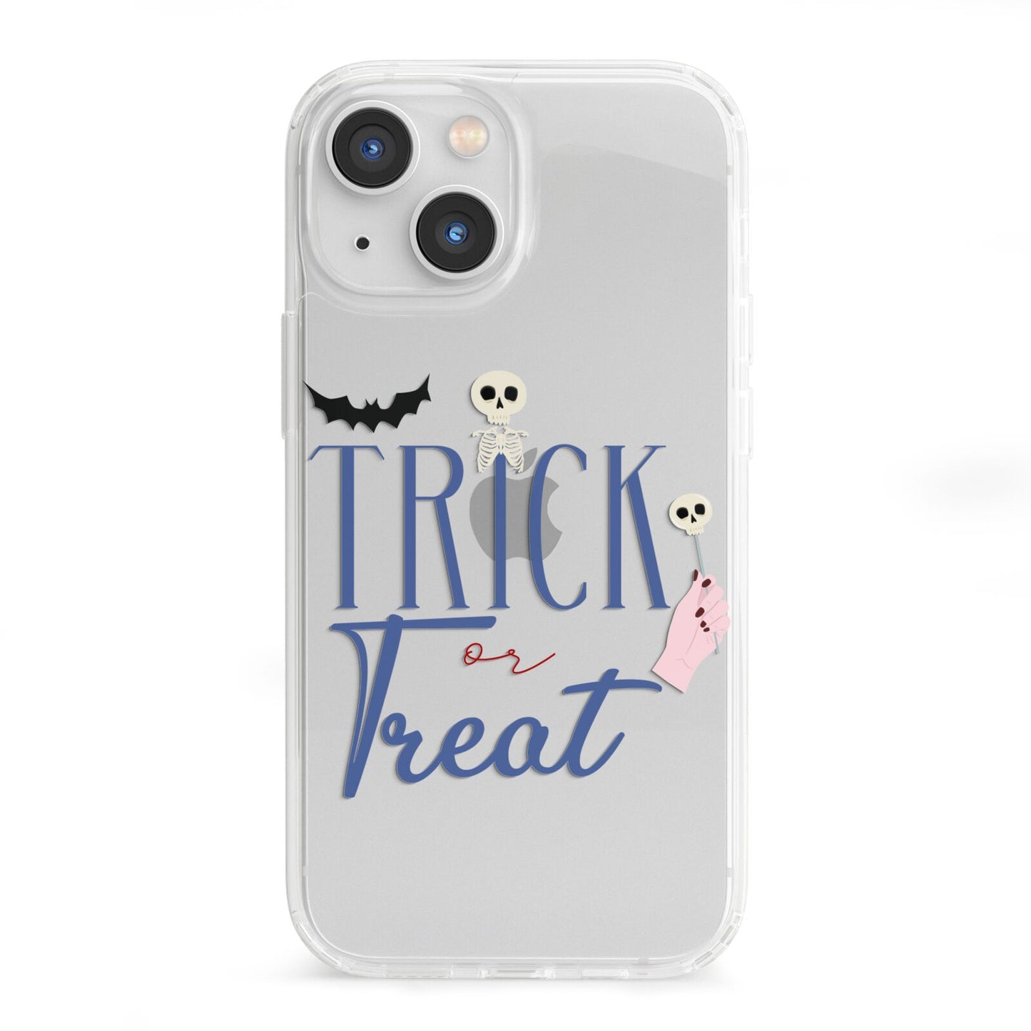 Blue Trick or Treat iPhone 13 Mini Clear Bumper Case