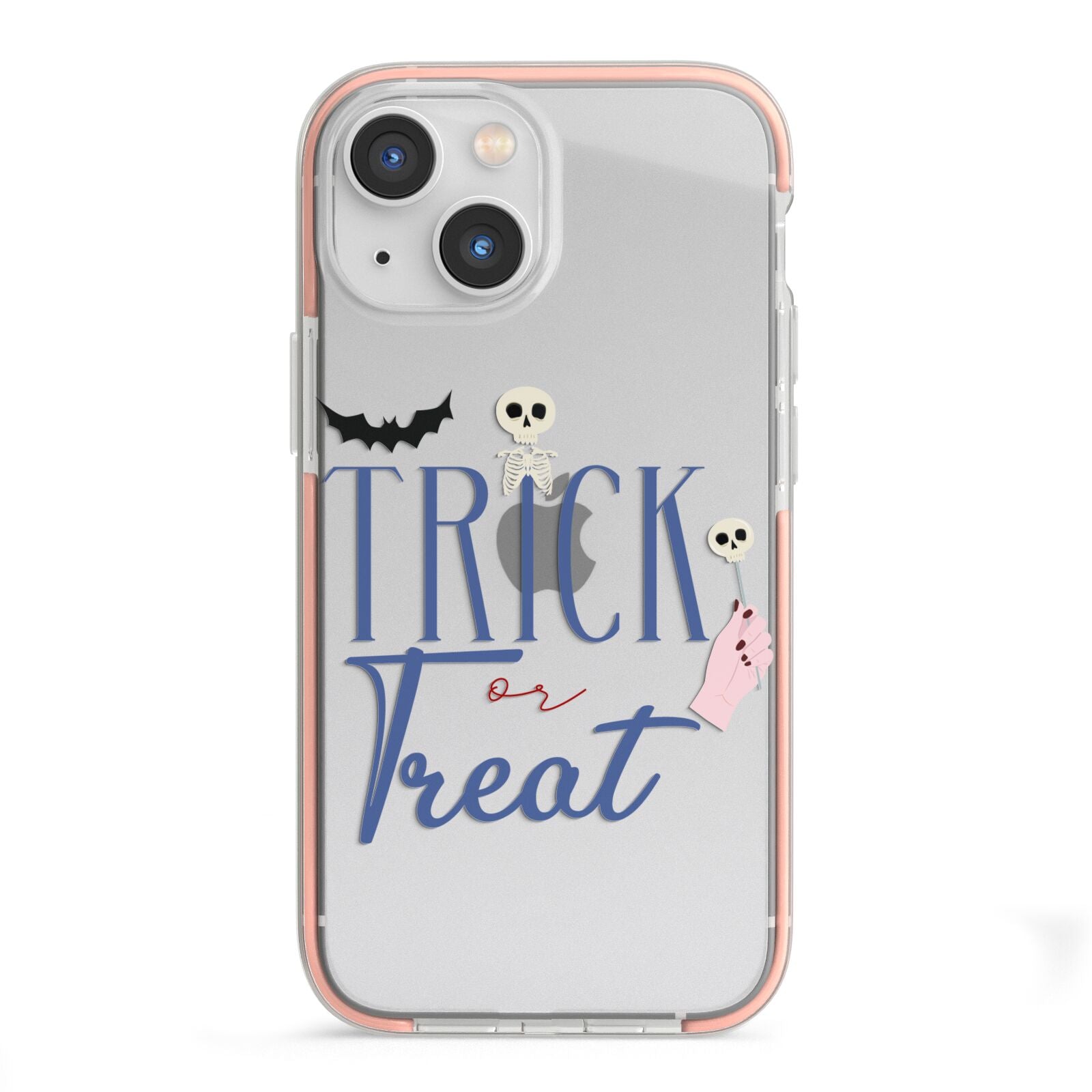 Blue Trick or Treat iPhone 13 Mini TPU Impact Case with Pink Edges