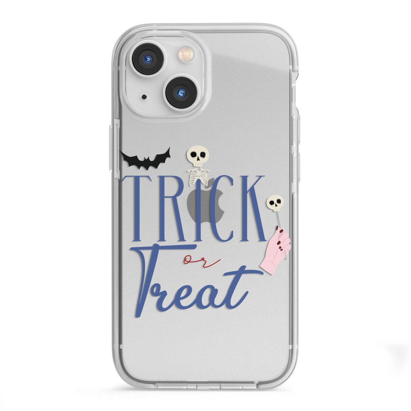 Blue Trick or Treat iPhone 13 Mini TPU Impact Case with White Edges