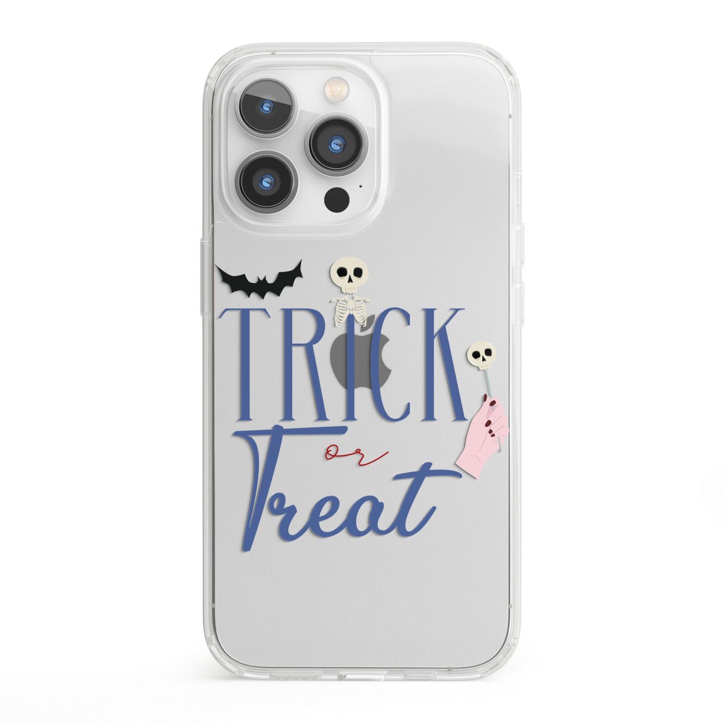 Blue Trick or Treat iPhone 13 Pro Clear Bumper Case