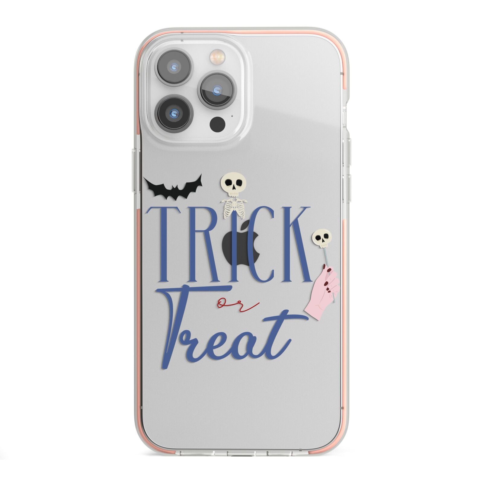 Blue Trick or Treat iPhone 13 Pro Max TPU Impact Case with Pink Edges