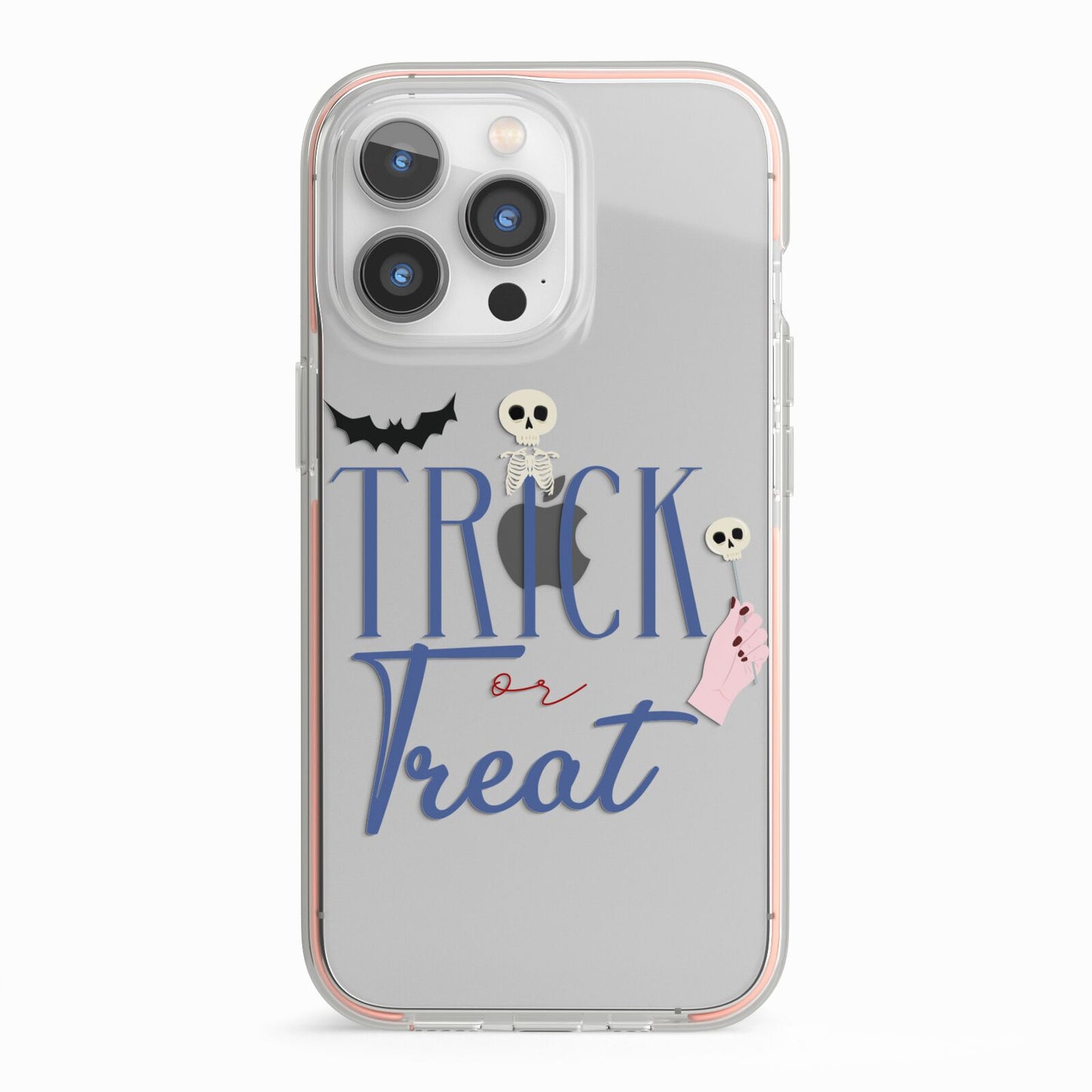 Blue Trick or Treat iPhone 13 Pro TPU Impact Case with Pink Edges