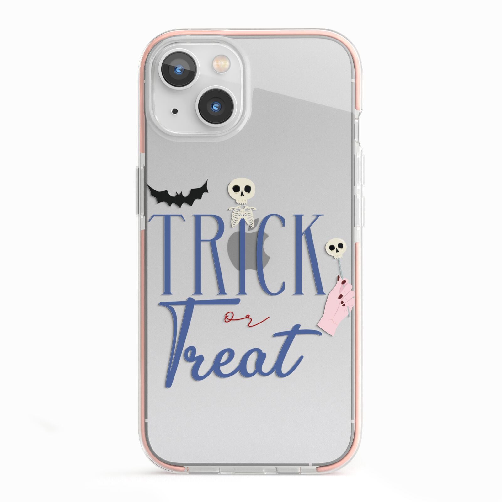 Blue Trick or Treat iPhone 13 TPU Impact Case with Pink Edges