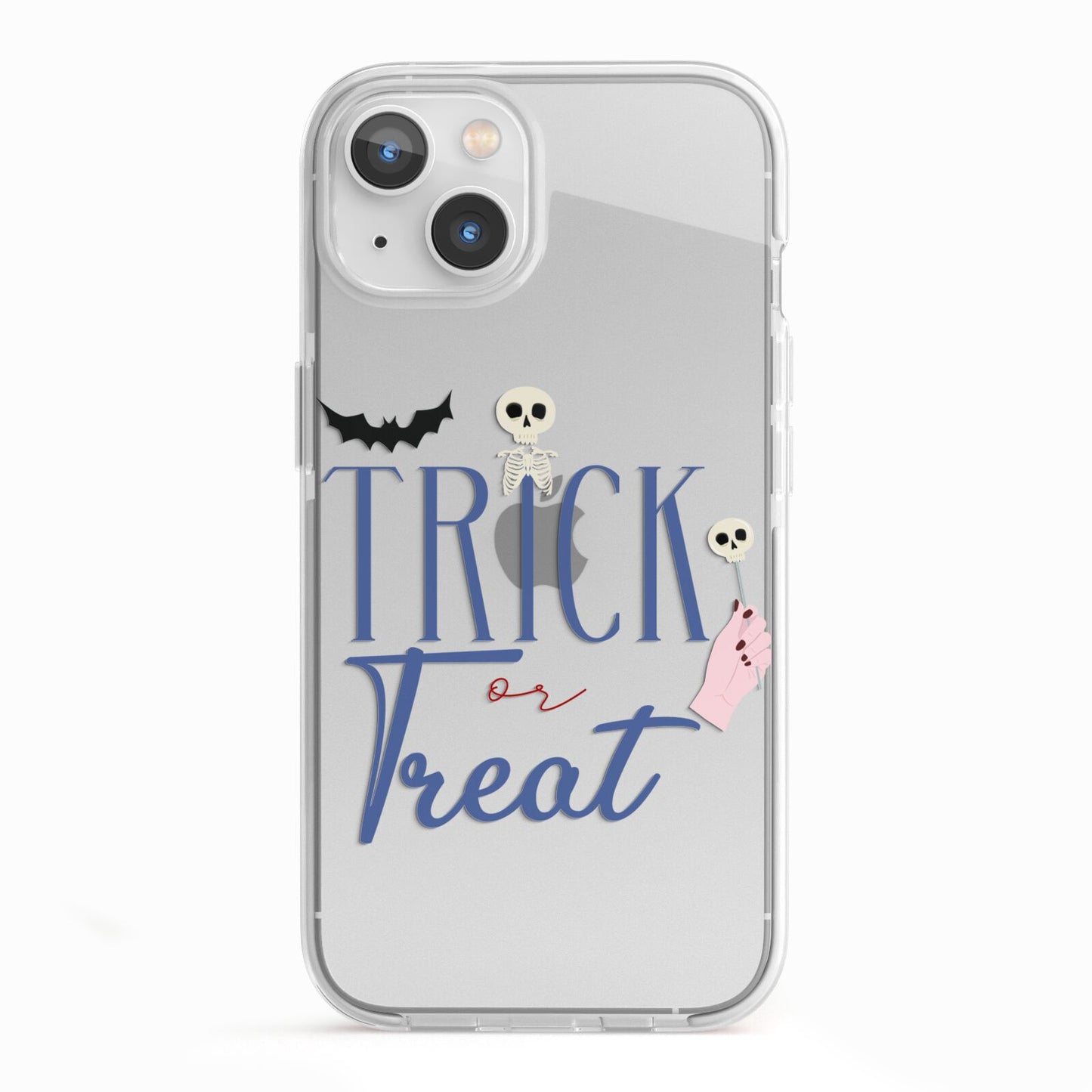 Blue Trick or Treat iPhone 13 TPU Impact Case with White Edges