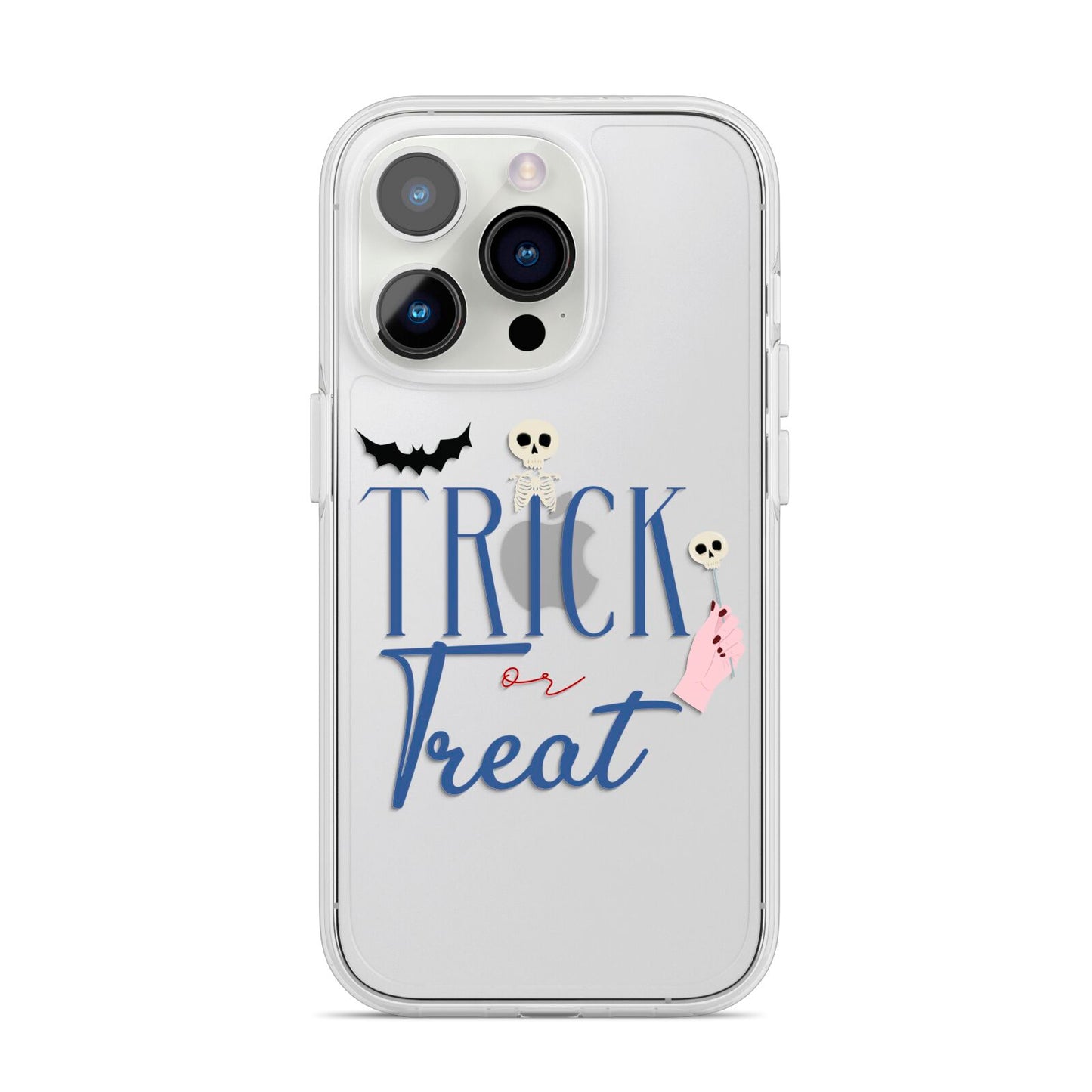 Blue Trick or Treat iPhone 14 Pro Clear Tough Case Silver