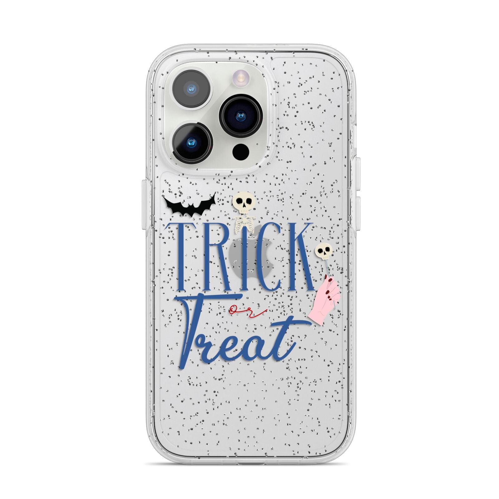 Blue Trick or Treat iPhone 14 Pro Glitter Tough Case Silver