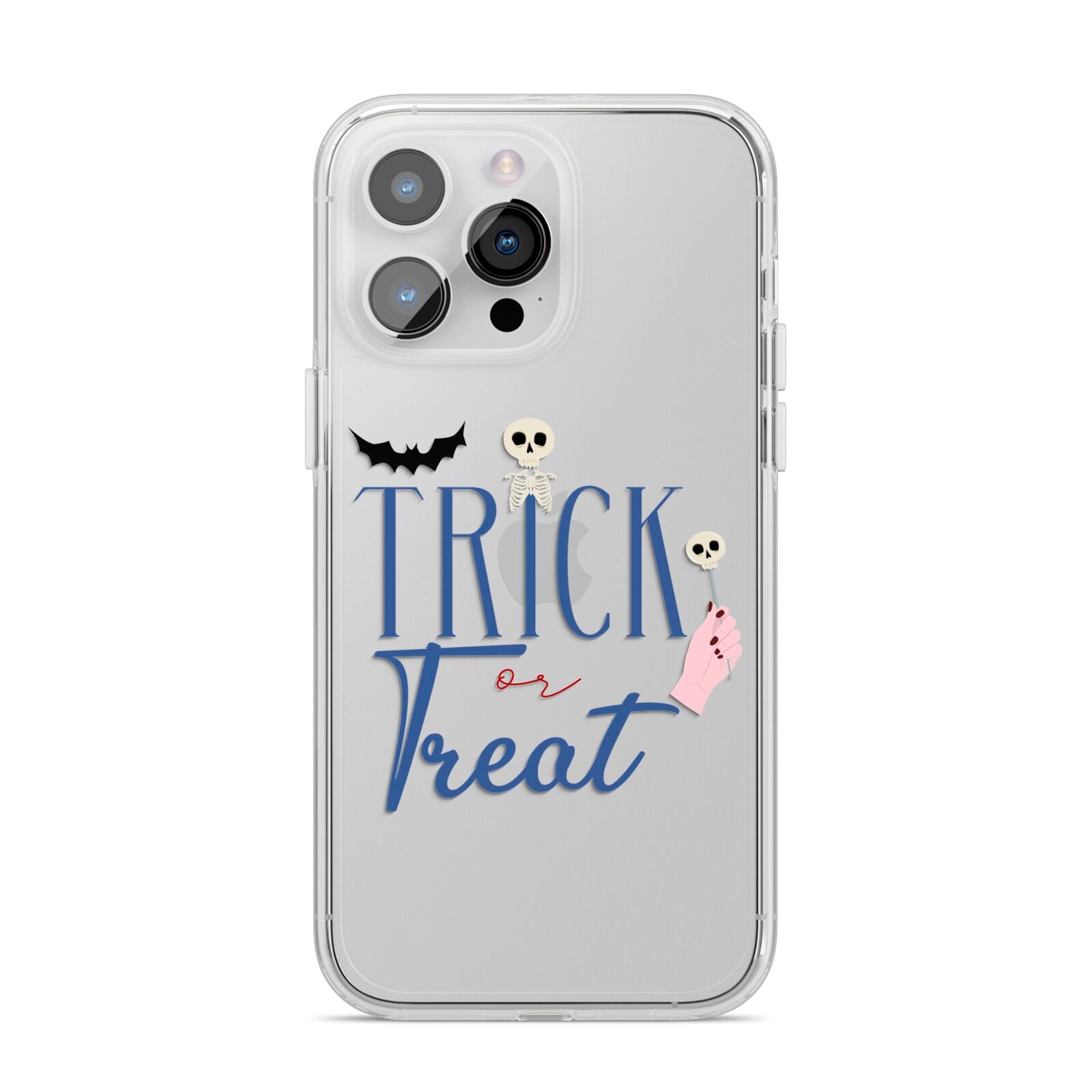 Blue Trick or Treat iPhone 14 Pro Max Clear Tough Case Silver