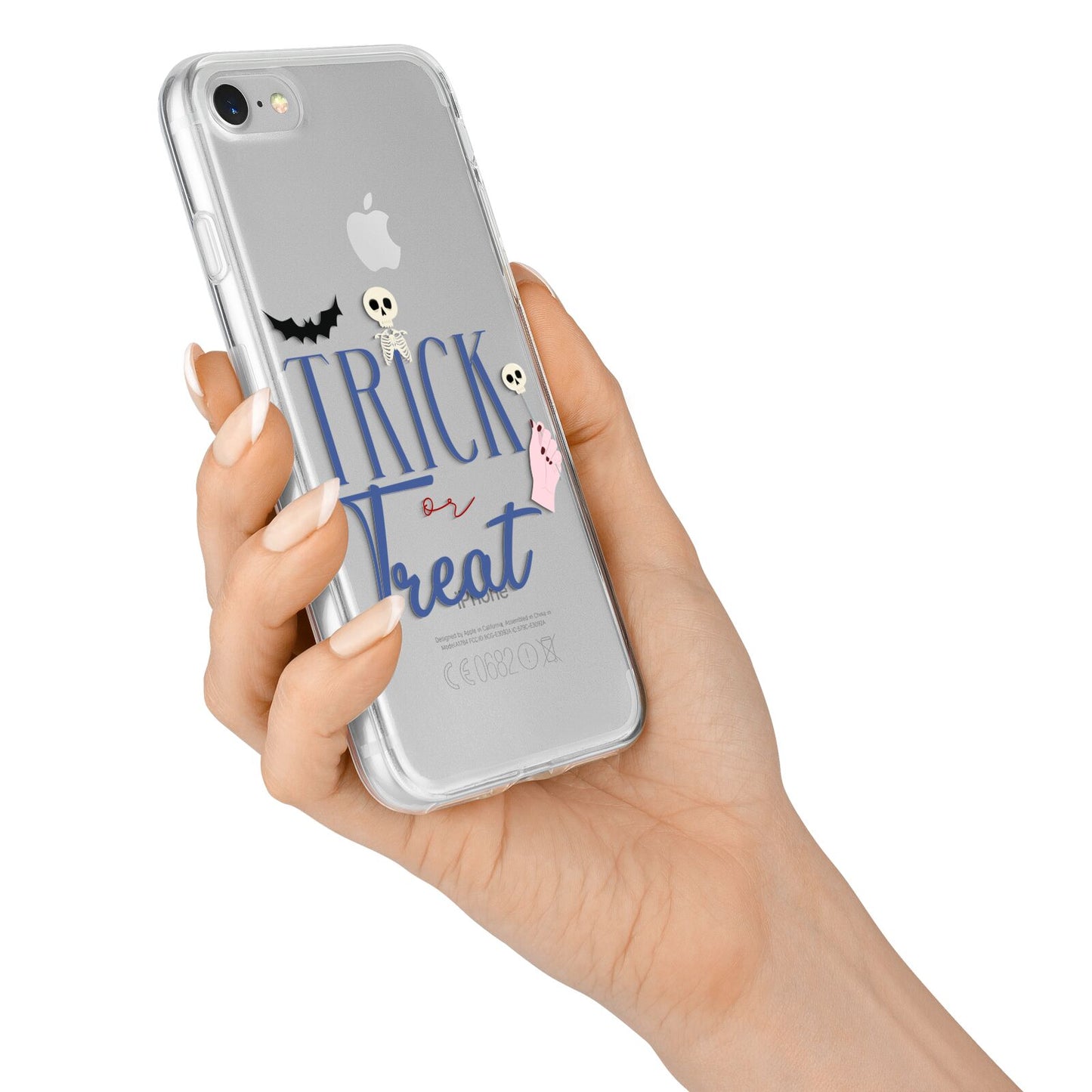 Blue Trick or Treat iPhone 7 Bumper Case on Silver iPhone Alternative Image