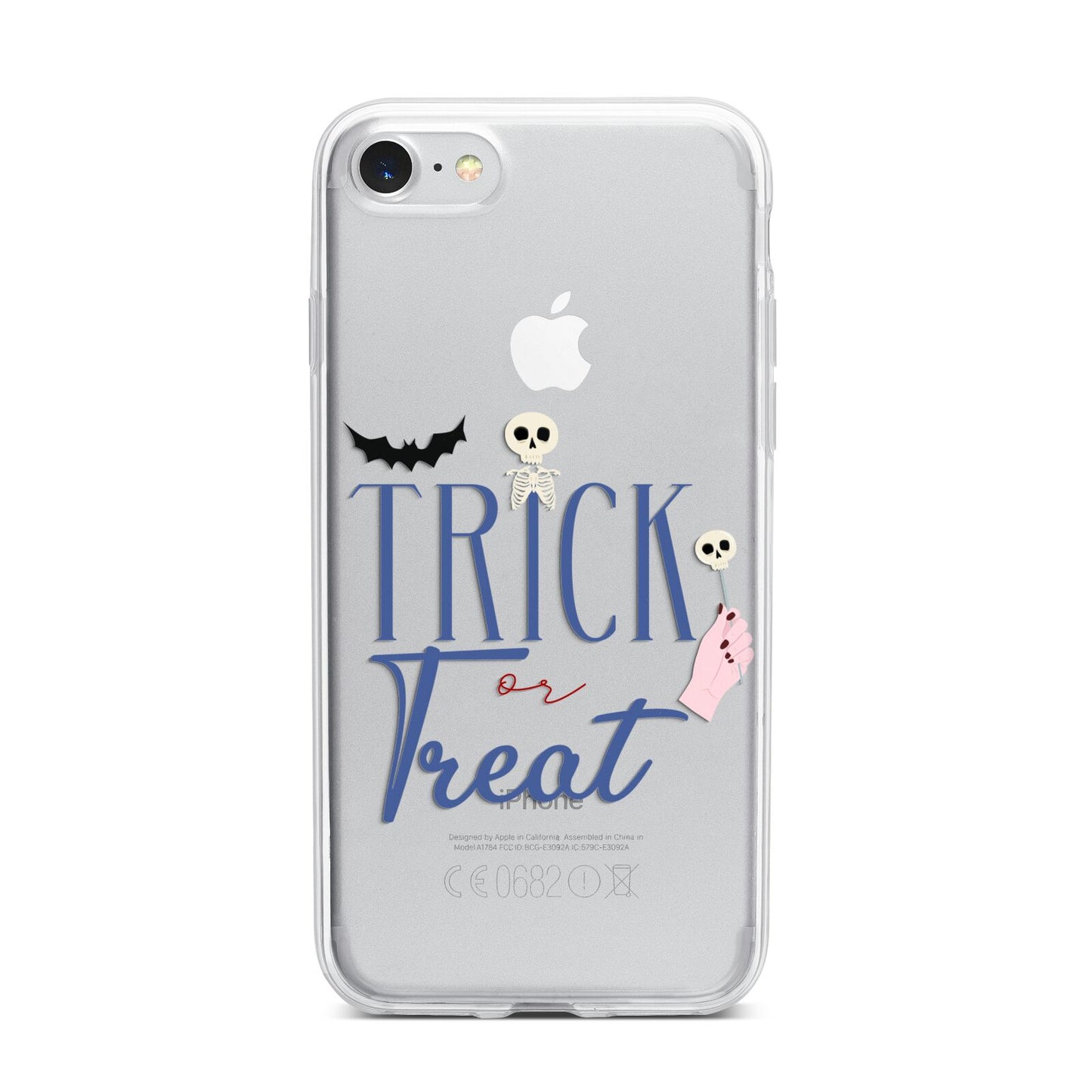 Blue Trick or Treat iPhone 7 Bumper Case on Silver iPhone