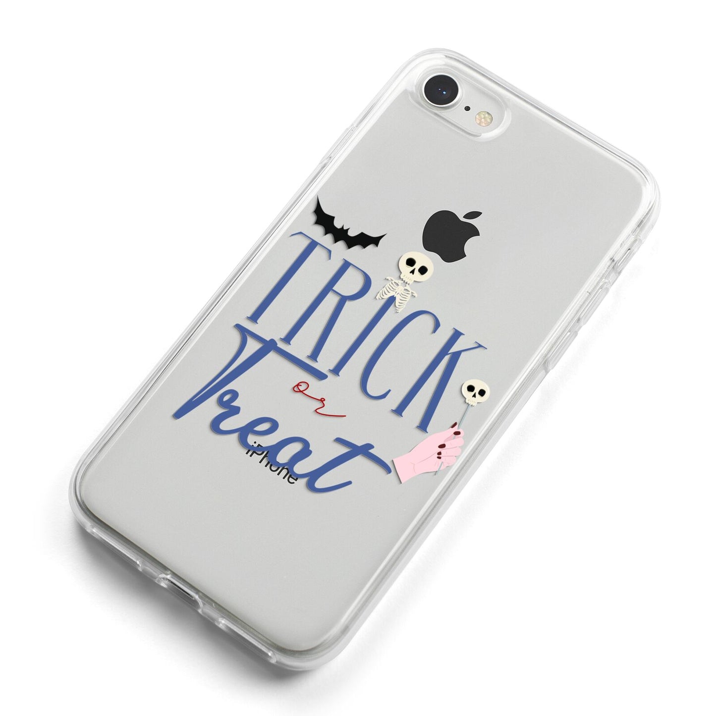 Blue Trick or Treat iPhone 8 Bumper Case on Silver iPhone Alternative Image