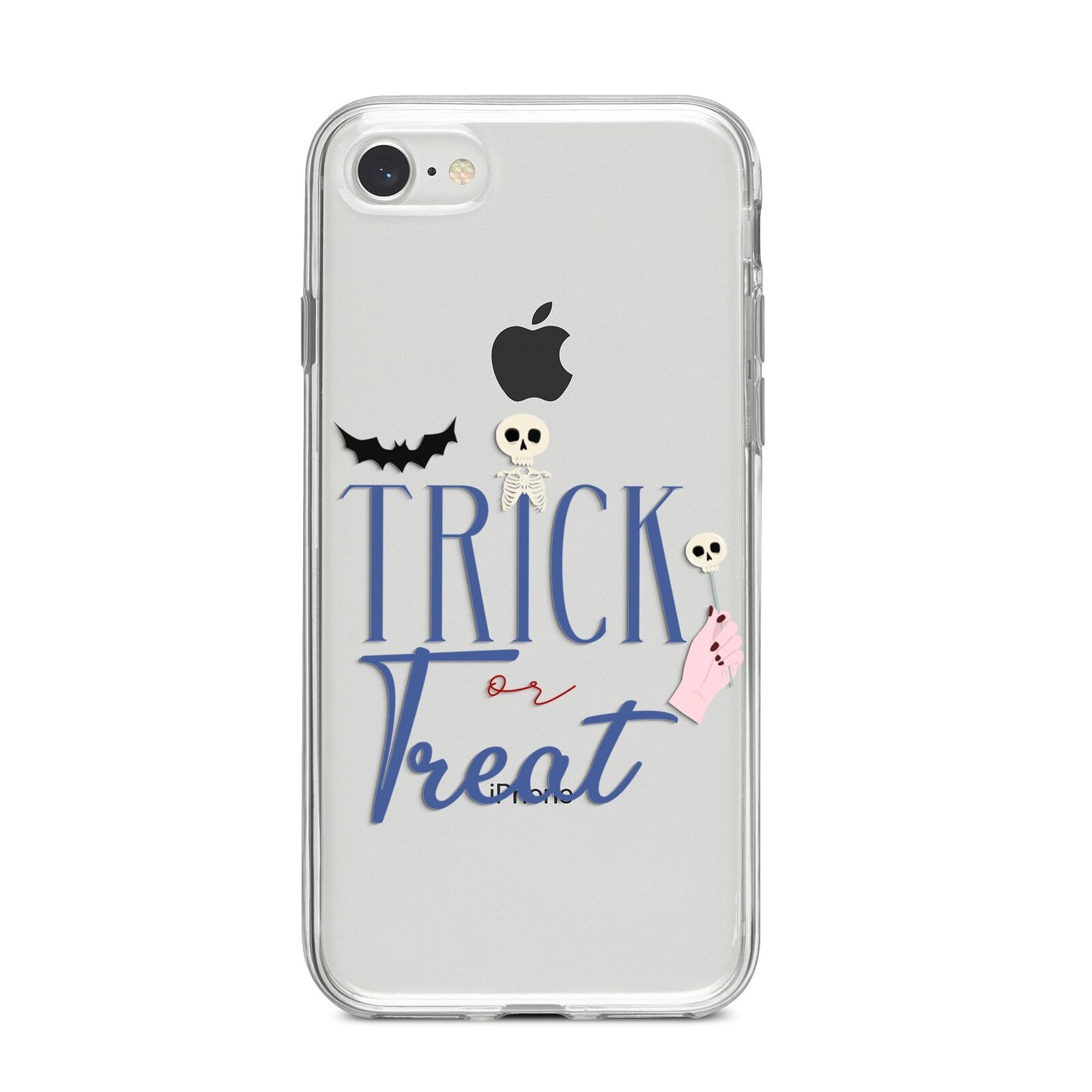 Blue Trick or Treat iPhone 8 Bumper Case on Silver iPhone