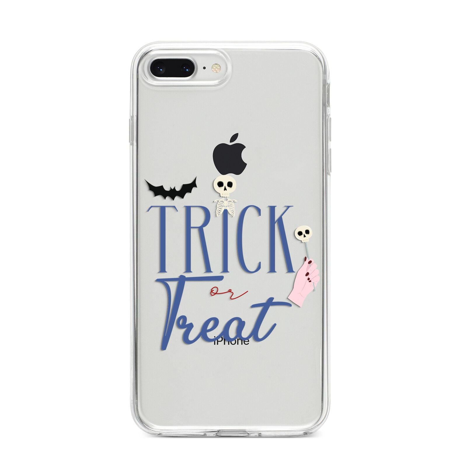 Blue Trick or Treat iPhone 8 Plus Bumper Case on Silver iPhone