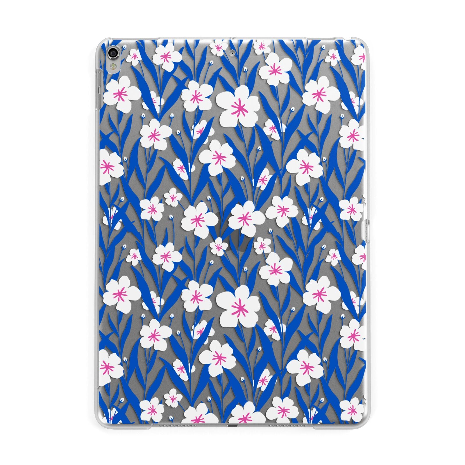 Blue and White Flowers Apple iPad Silver Case