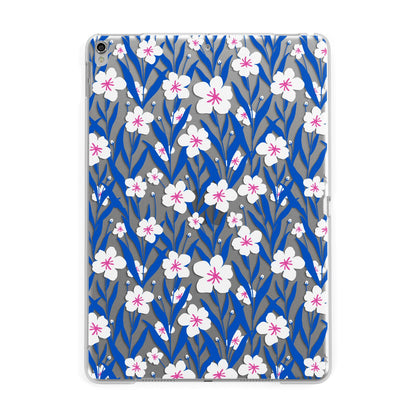 Blue and White Flowers Apple iPad Silver Case