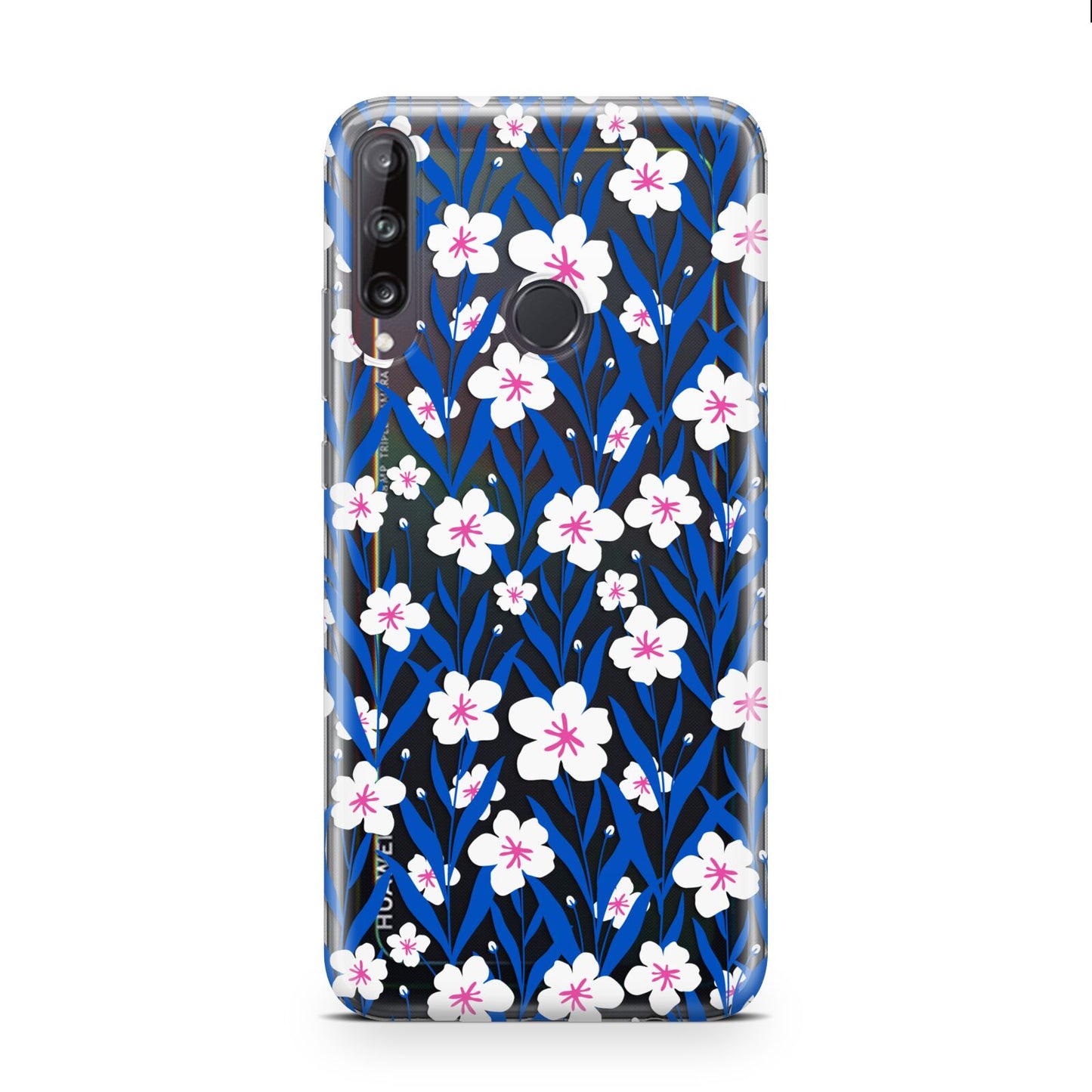 Blue and White Flowers Huawei P40 Lite E Phone Case