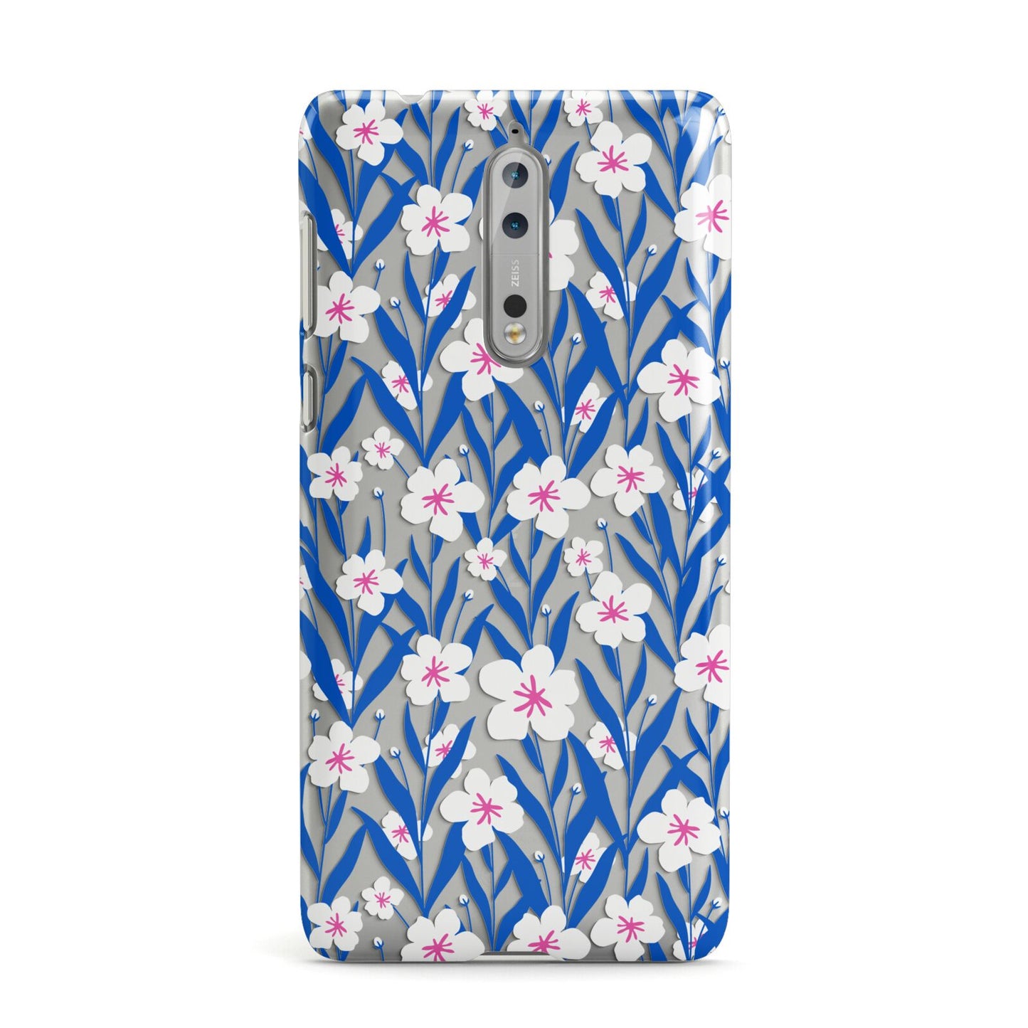 Blue and White Flowers Nokia Case