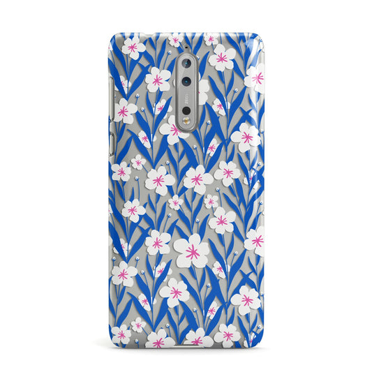 Blue and White Flowers Nokia Case