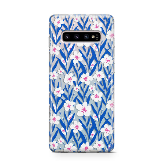 Blue and White Flowers Protective Samsung Galaxy Case