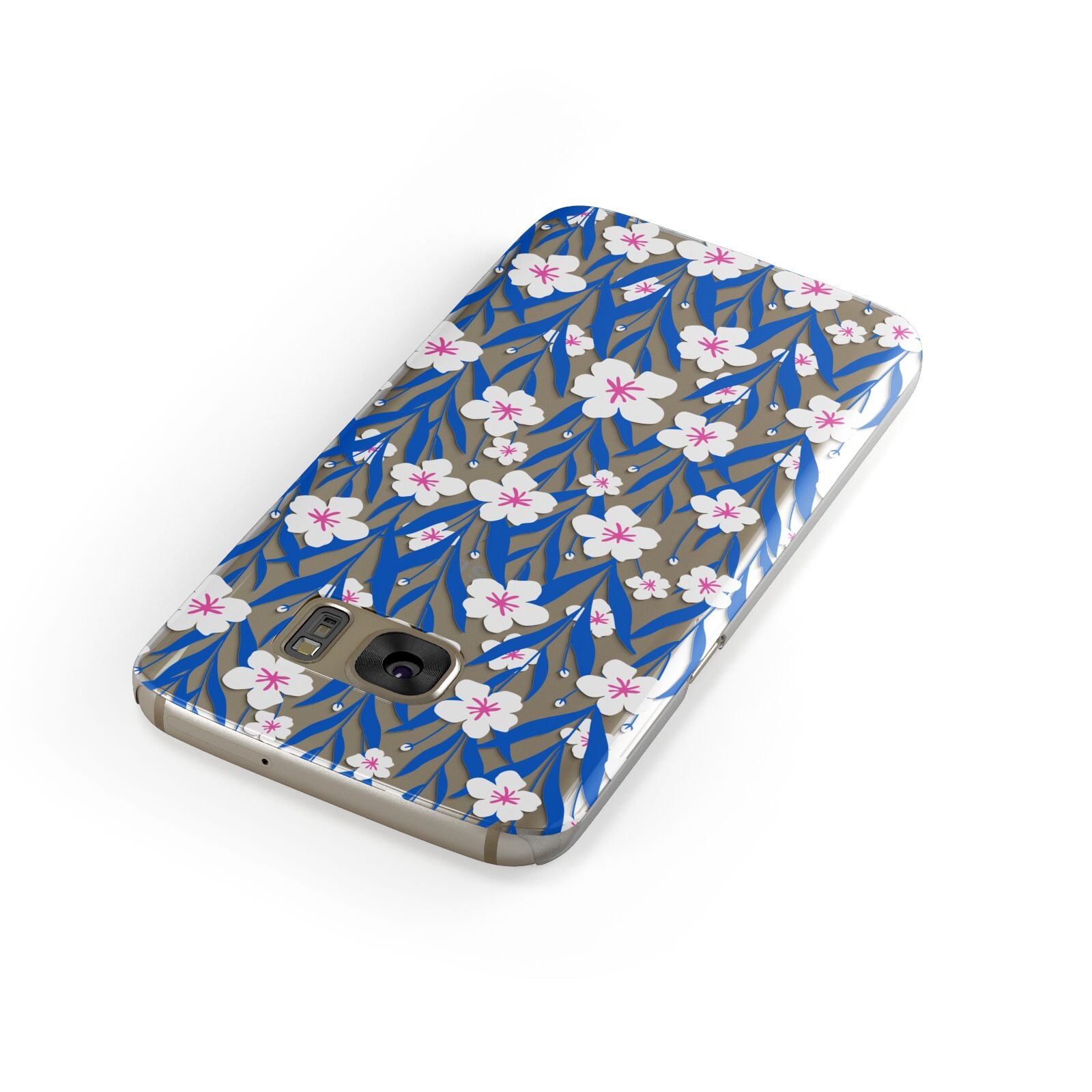 Blue and White Flowers Samsung Galaxy Case Front Close Up