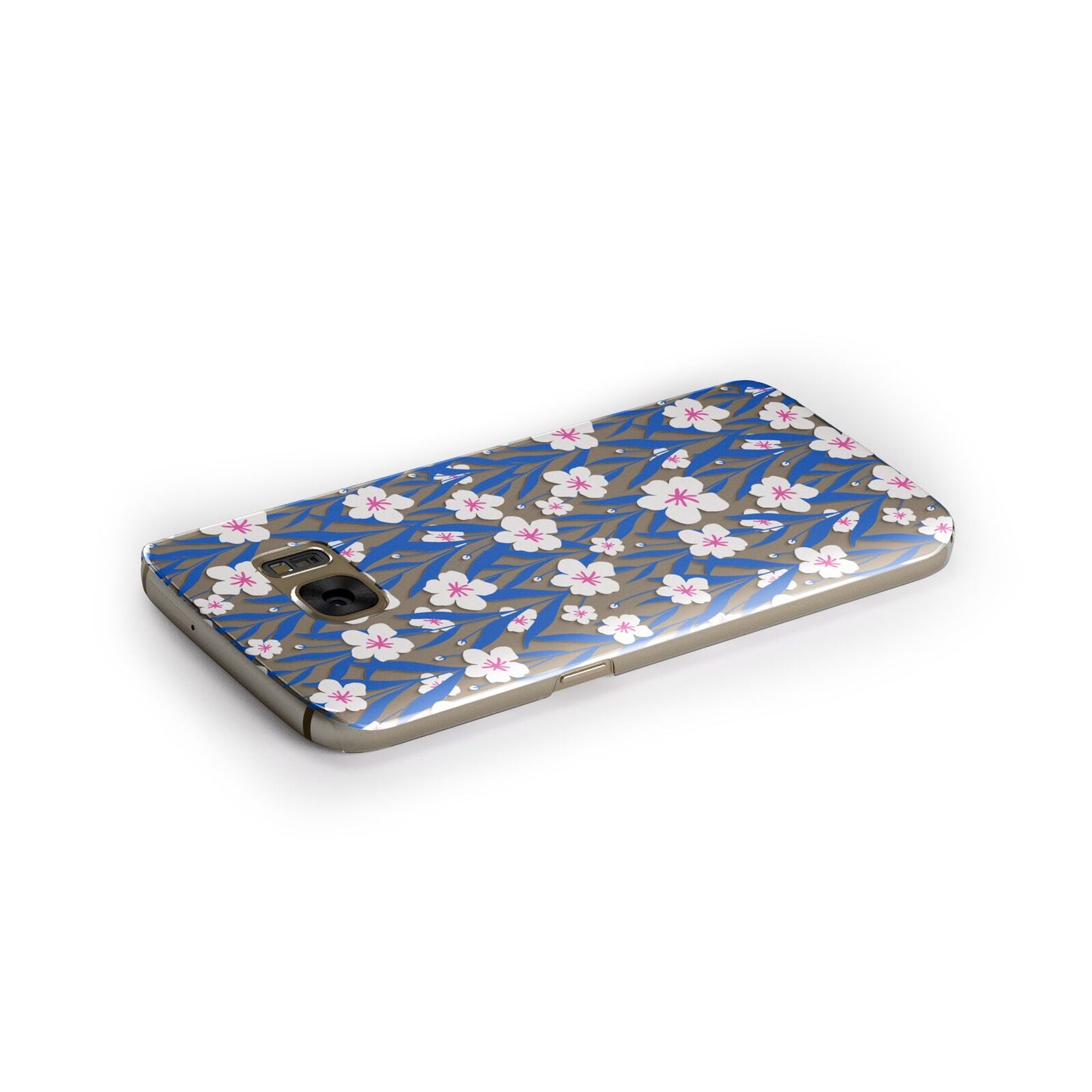 Blue and White Flowers Samsung Galaxy Case Side Close Up