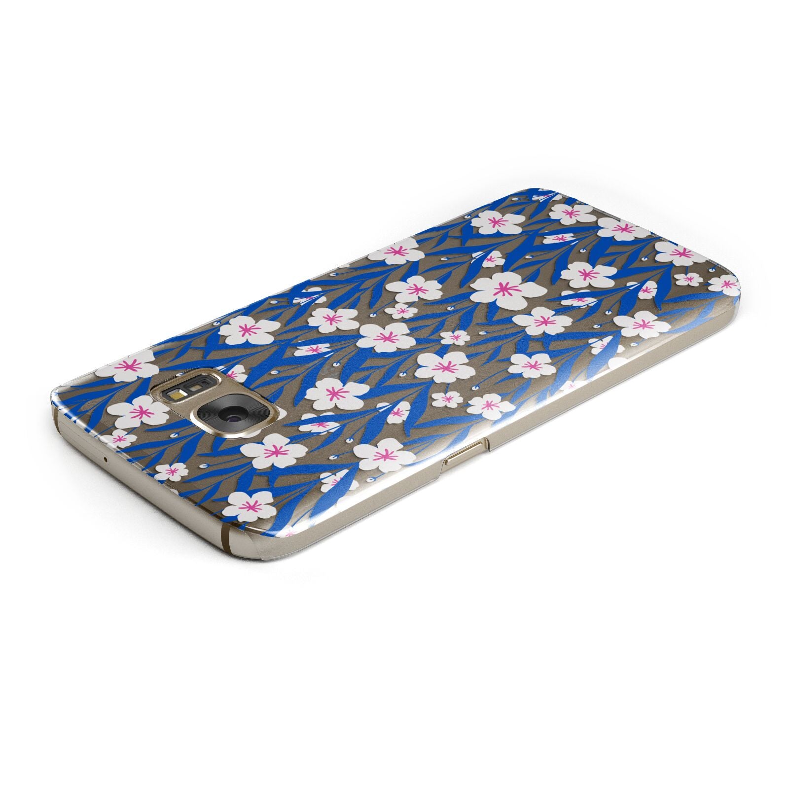 Blue and White Flowers Samsung Galaxy Case Top Cutout