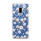 Blue and White Flowers Samsung Galaxy S9 Plus Case on Silver phone