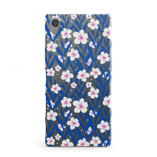 Blue and White Flowers Sony Xperia Case