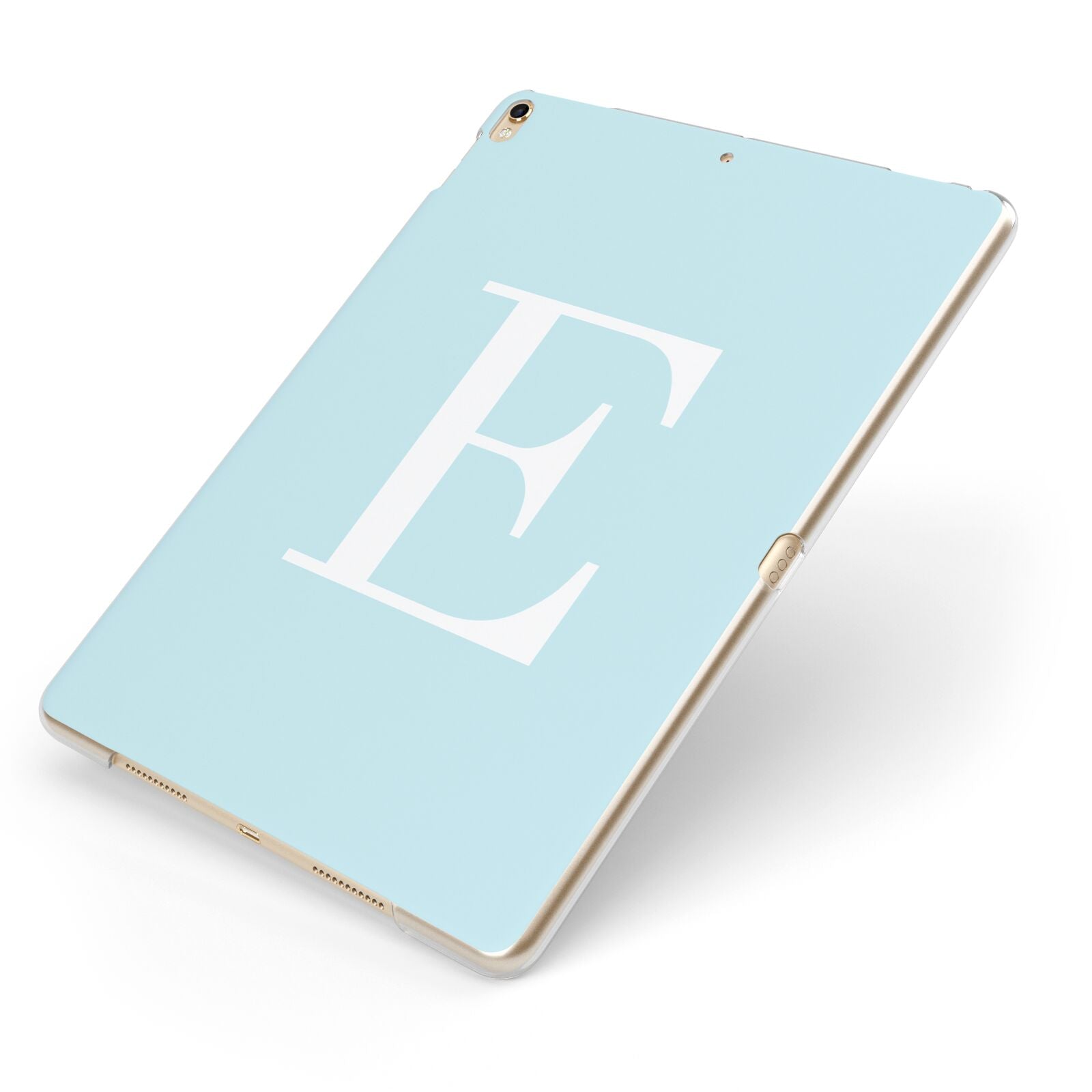 Blue with White Personalised Monogram Apple iPad Case on Gold iPad Side View