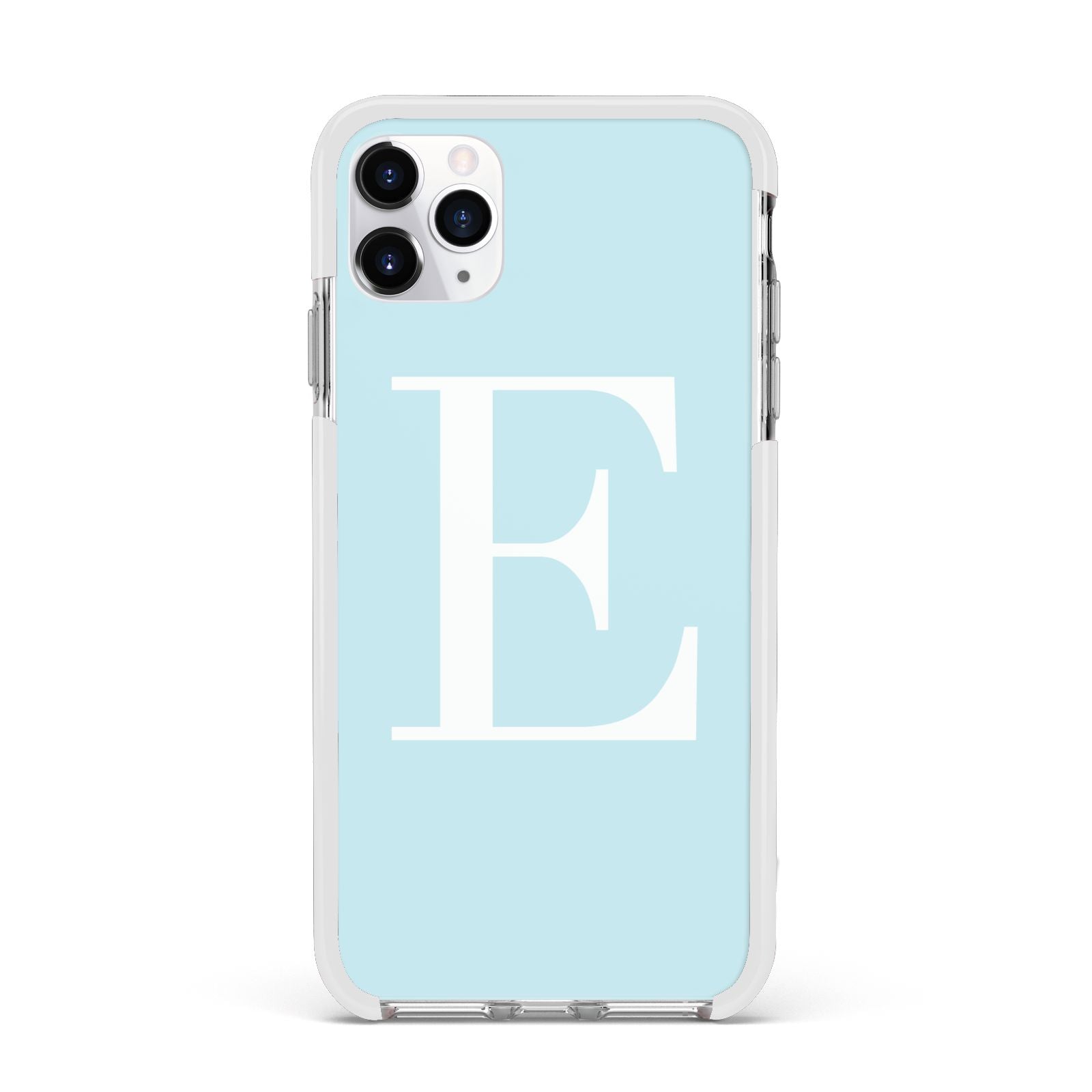 Blue with White Personalised Monogram Apple iPhone 11 Pro Max in Silver with White Impact Case