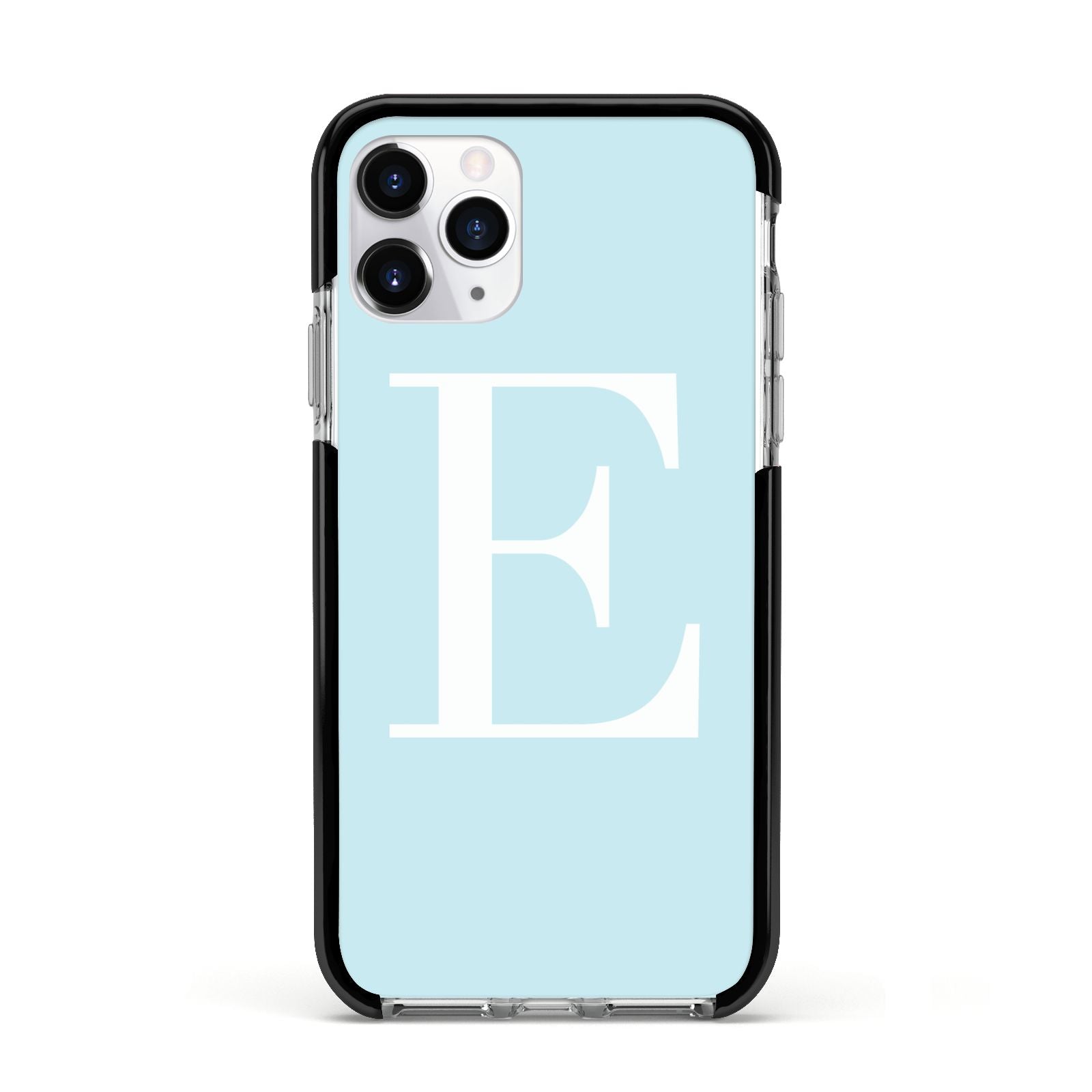 Blue with White Personalised Monogram Apple iPhone 11 Pro in Silver with Black Impact Case