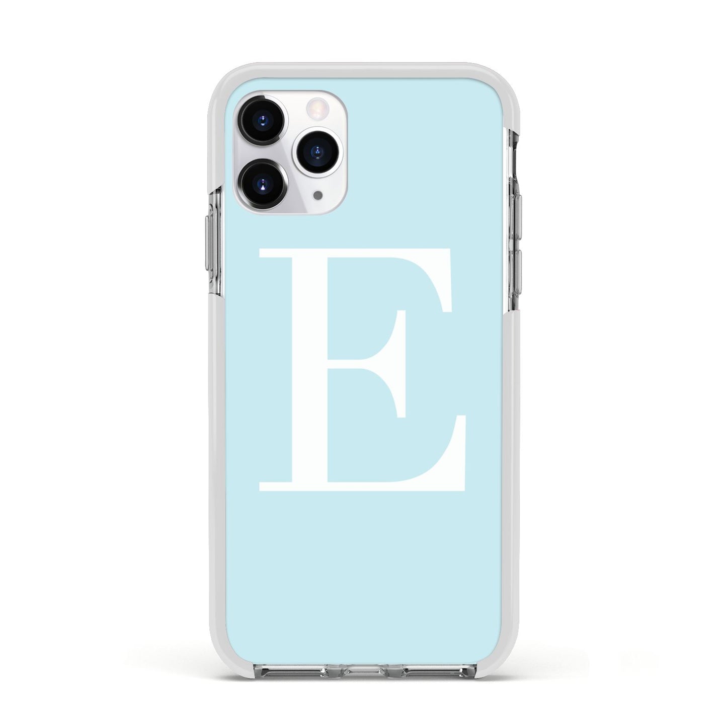 Blue with White Personalised Monogram Apple iPhone 11 Pro in Silver with White Impact Case