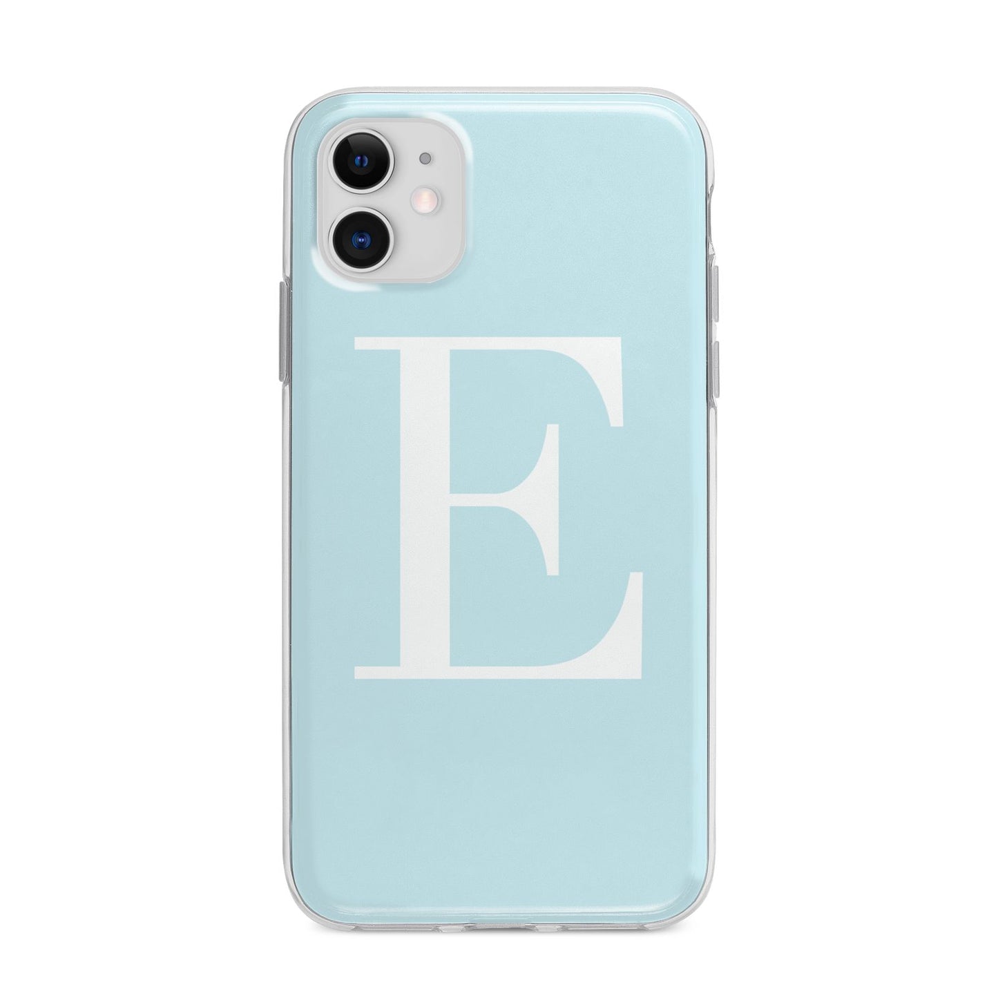 Blue with White Personalised Monogram Apple iPhone 11 in White with Bumper Case