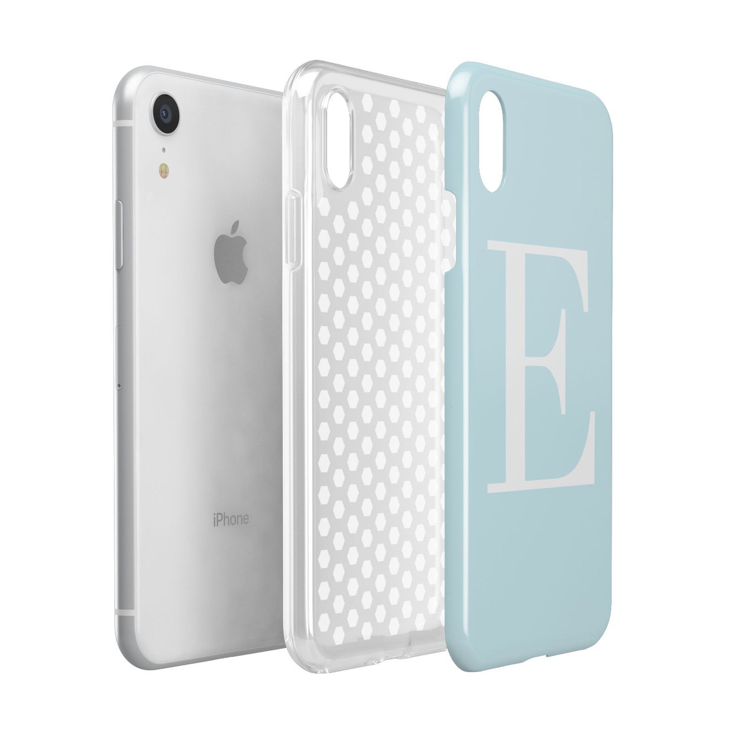 Blue with White Personalised Monogram Apple iPhone XR White 3D Tough Case Expanded view