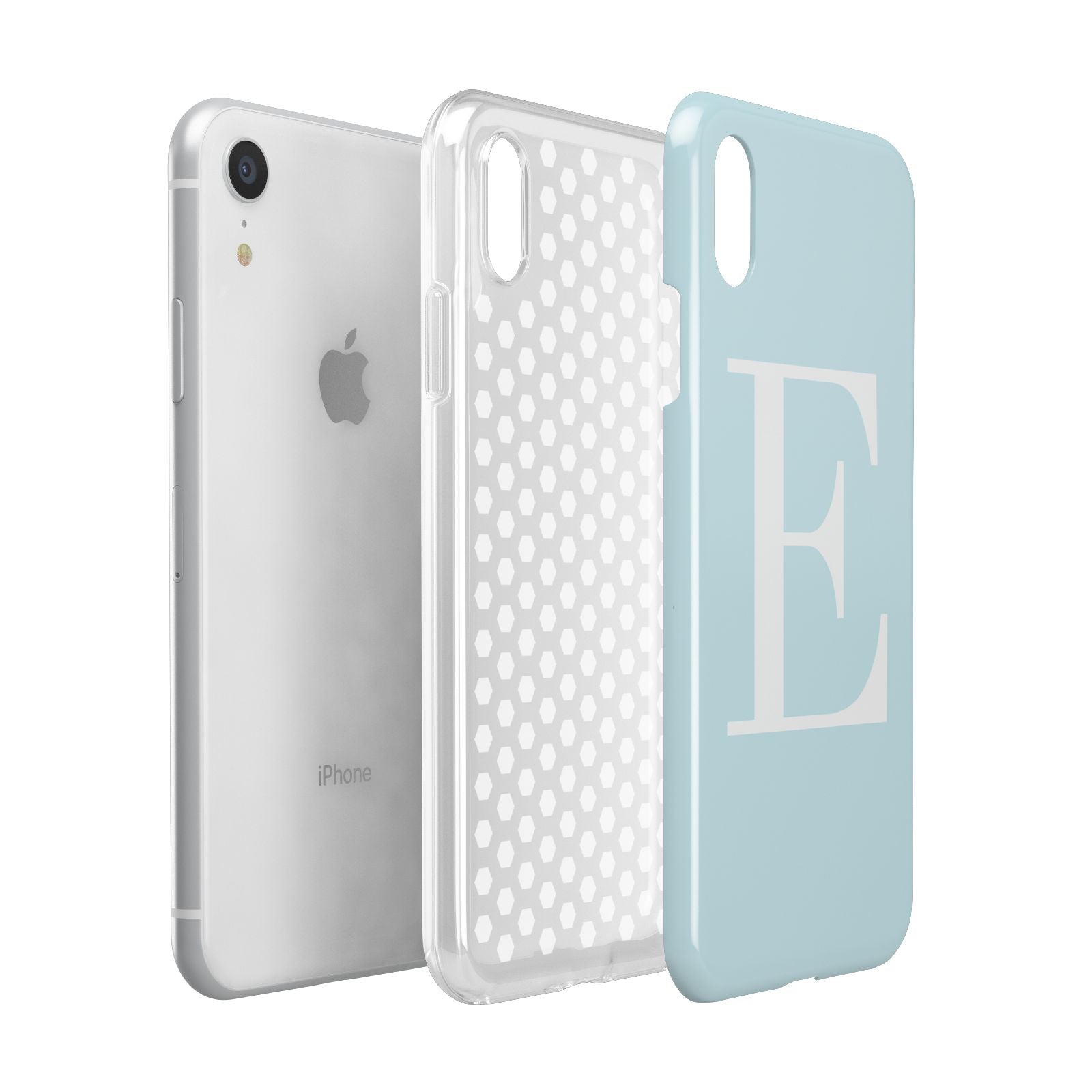 Blue with White Personalised Monogram Apple iPhone XR White 3D Tough Case Expanded view