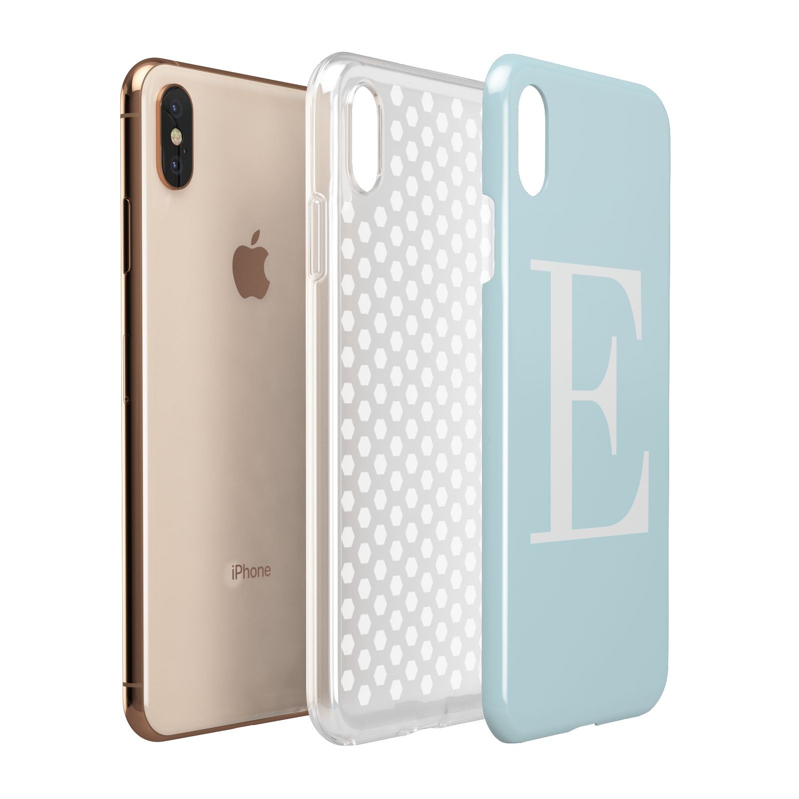 Blue with White Personalised Monogram Apple iPhone Xs Max 3D Tough Case Expanded View