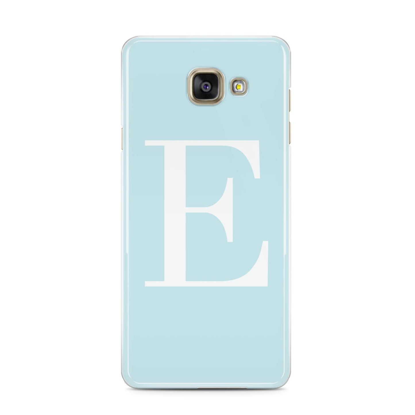 Blue with White Personalised Monogram Samsung Galaxy A3 2016 Case on gold phone