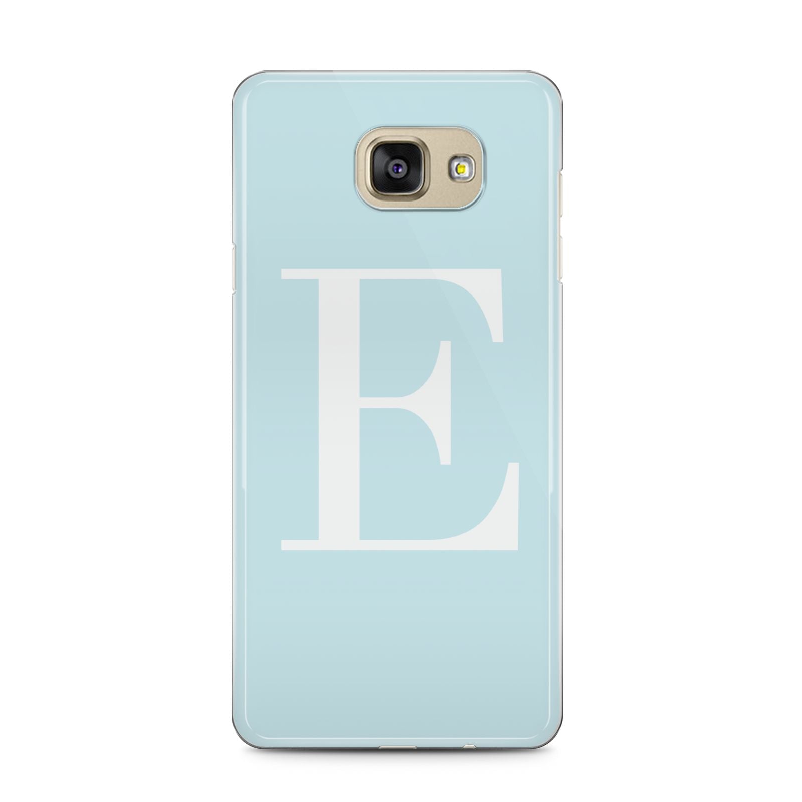 Blue with White Personalised Monogram Samsung Galaxy A5 2016 Case on gold phone