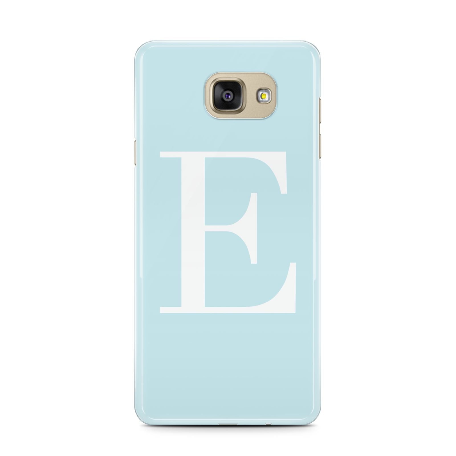 Blue with White Personalised Monogram Samsung Galaxy A7 2016 Case on gold phone