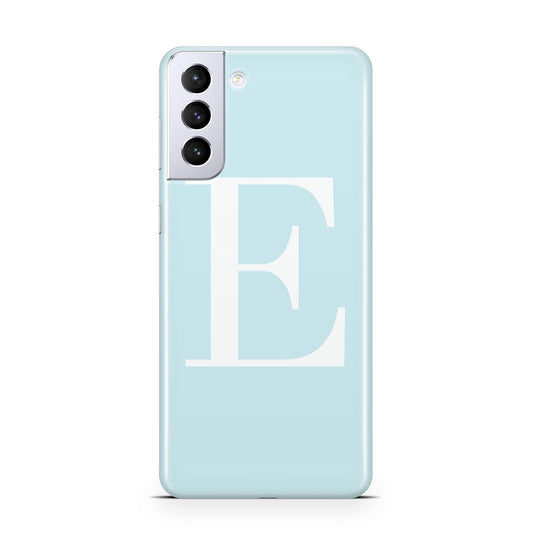 Blue with White Personalised Monogram Samsung S21 Plus Phone Case