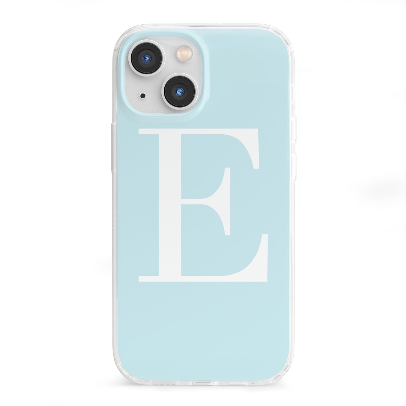 Blue with White Personalised Monogram iPhone 13 Mini Clear Bumper Case