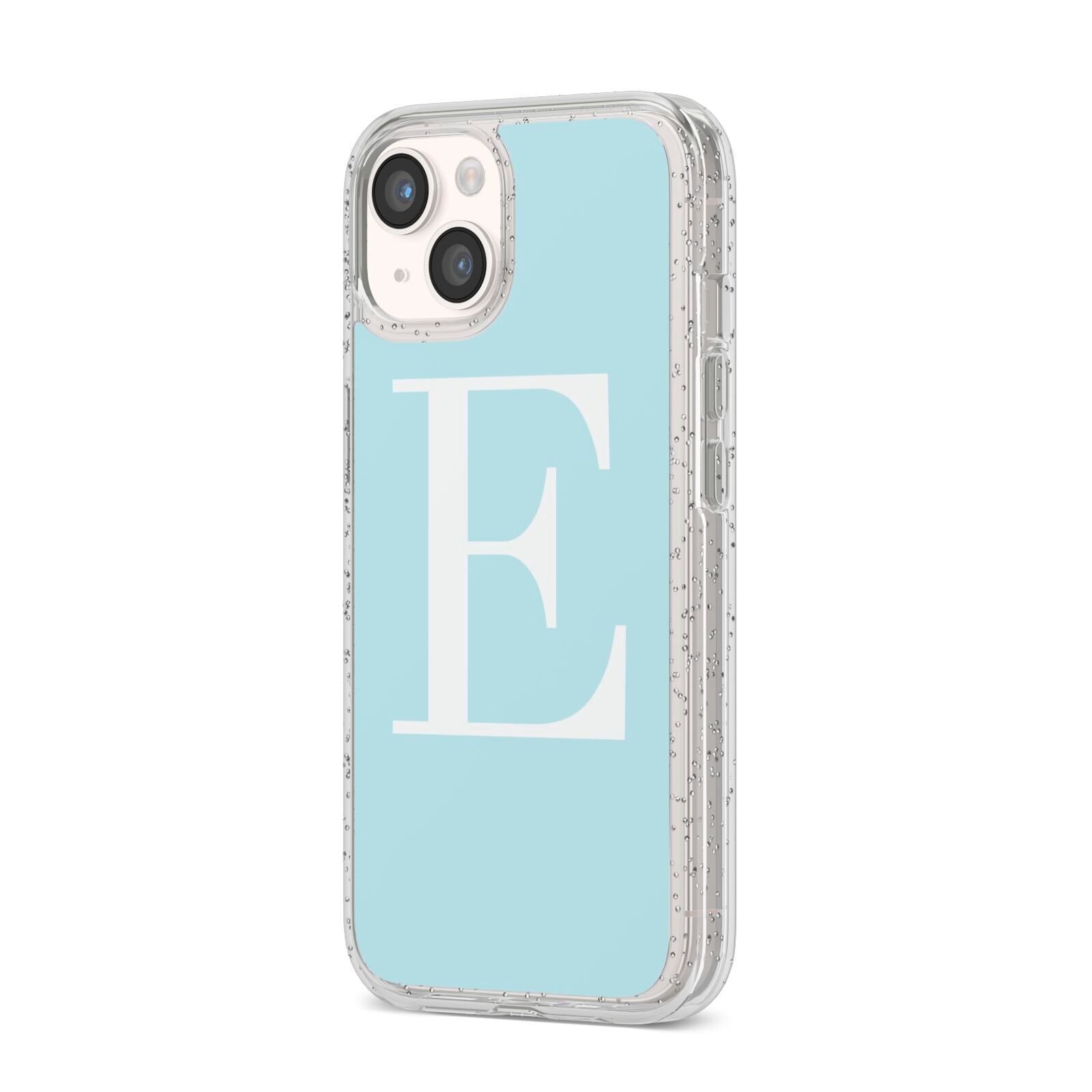 Blue with White Personalised Monogram iPhone 14 Glitter Tough Case Starlight Angled Image