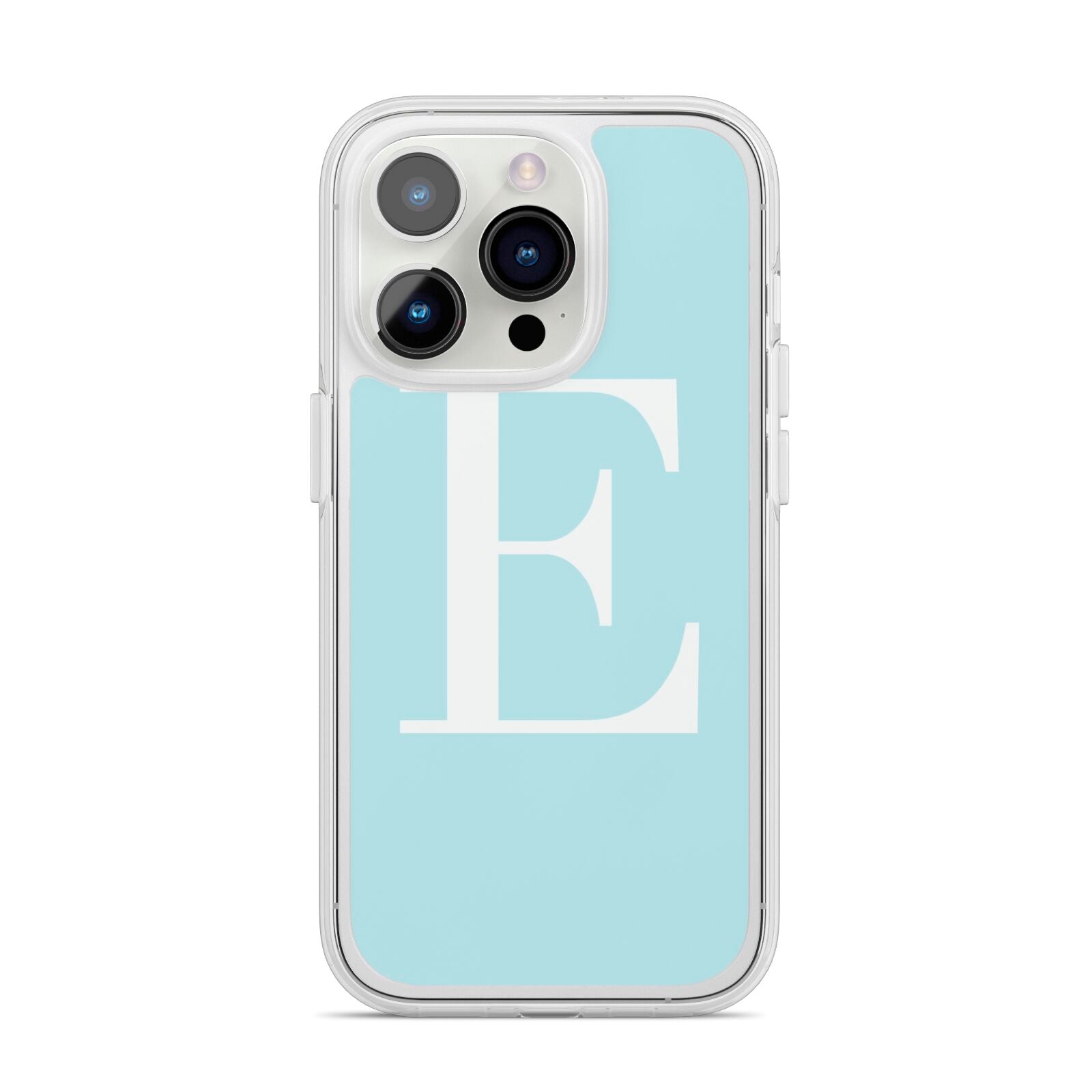 Blue with White Personalised Monogram iPhone 14 Pro Clear Tough Case Silver