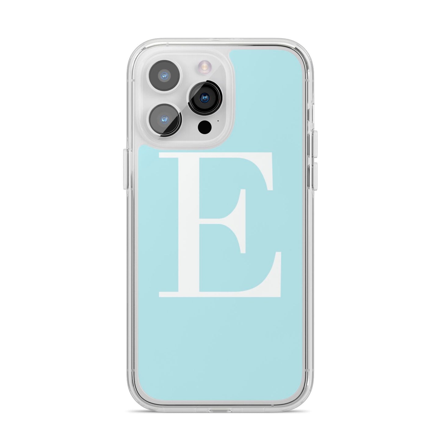 Blue with White Personalised Monogram iPhone 14 Pro Max Clear Tough Case Silver