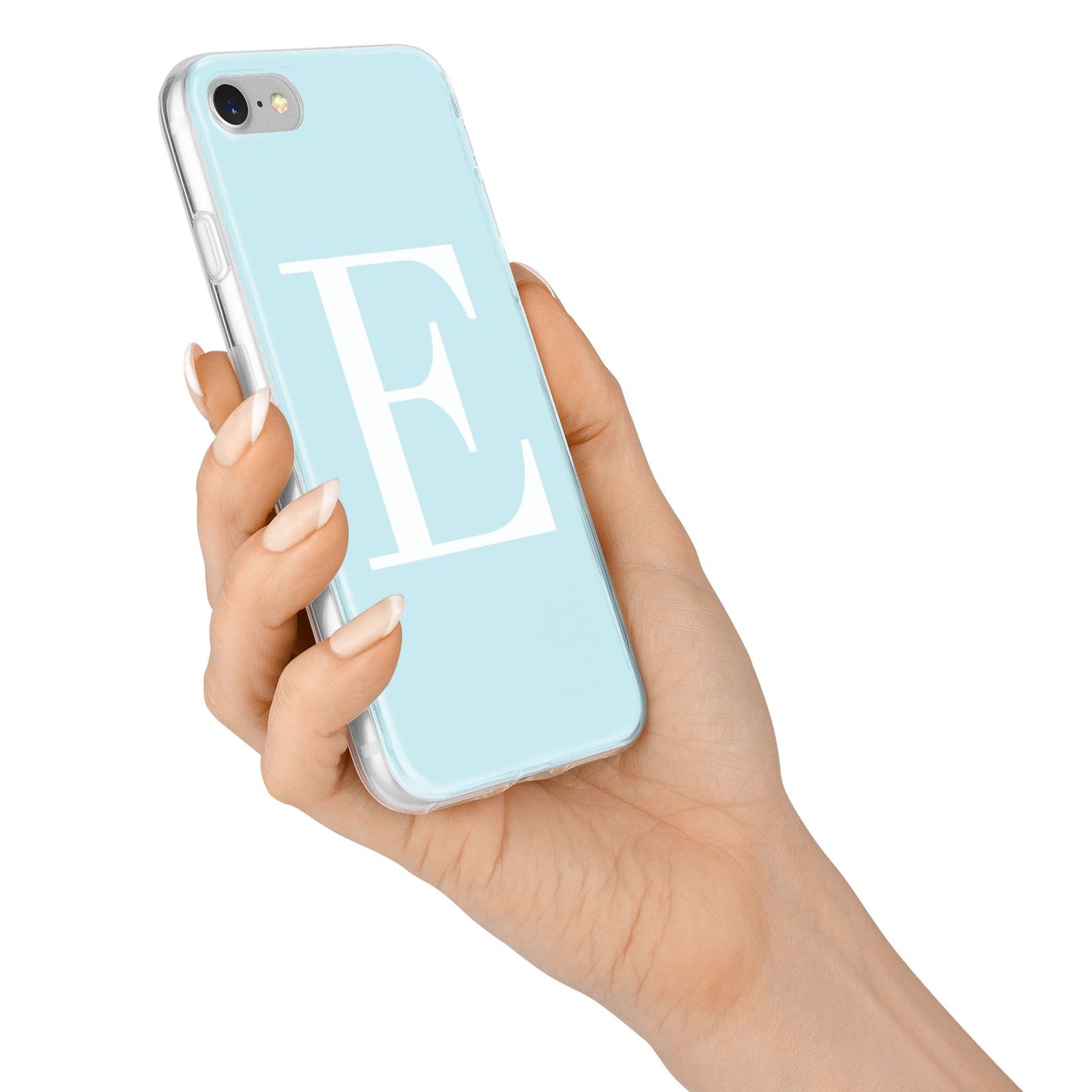 Blue with White Personalised Monogram iPhone 7 Bumper Case on Silver iPhone Alternative Image