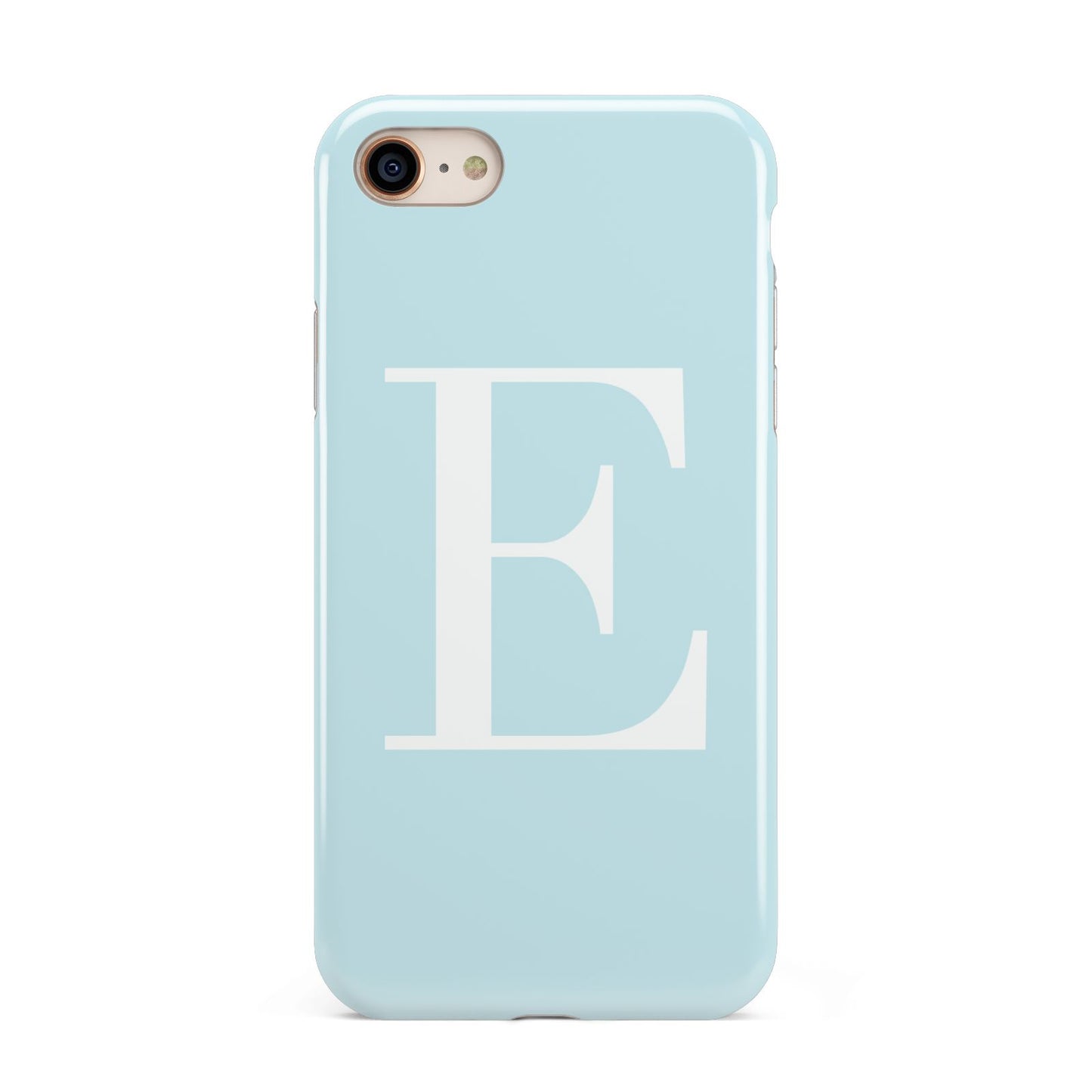 Blue with White Personalised Monogram iPhone 8 3D Tough Case on Gold Phone