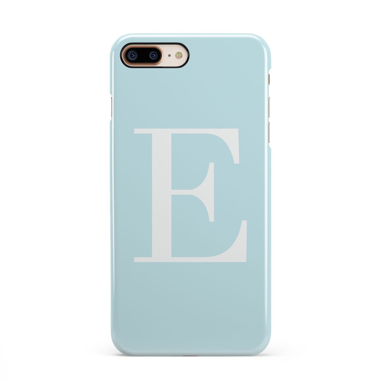 Blue with White Personalised Monogram iPhone 8 Plus 3D Snap Case on Gold Phone