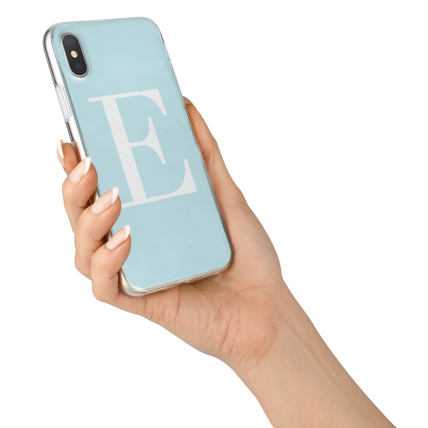 Blue with White Personalised Monogram iPhone X Bumper Case on Silver iPhone Alternative Image 2