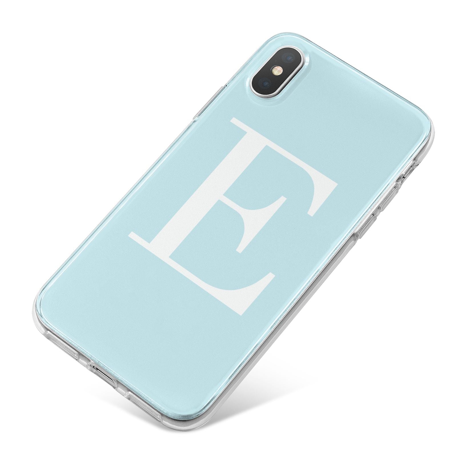 Blue with White Personalised Monogram iPhone X Bumper Case on Silver iPhone