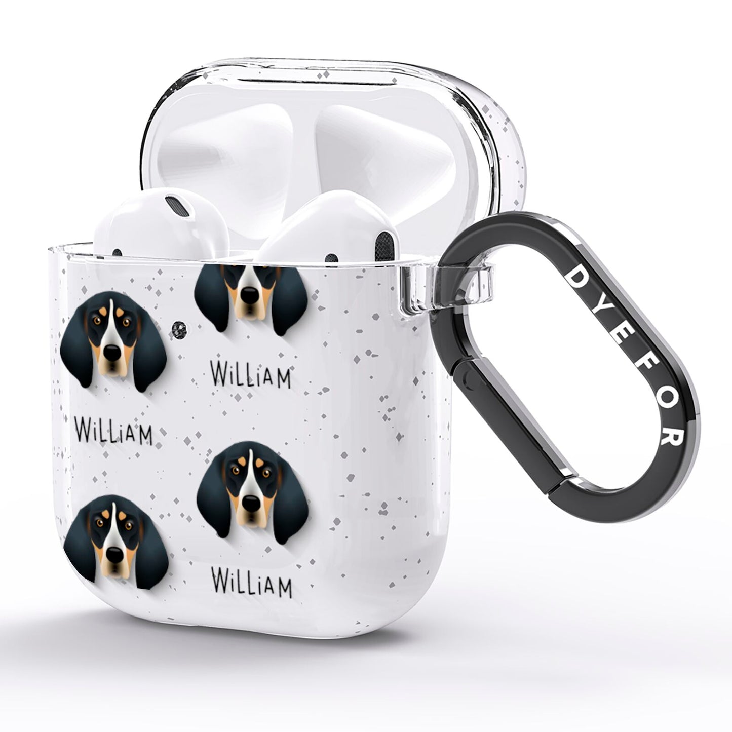 Bluetick Coonhound Icon with Name AirPods Glitter Case Side Image