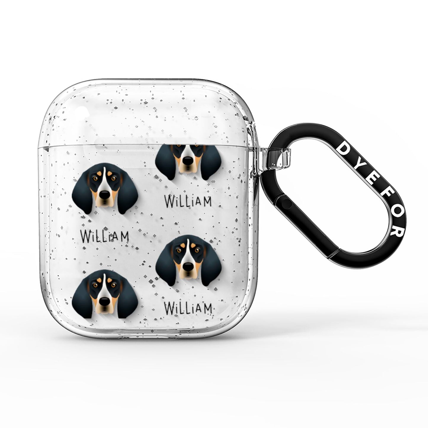 Bluetick Coonhound Icon with Name AirPods Glitter Case